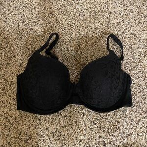 Elegant Black Lace Bra Victorias Secret Lined Demi 36D